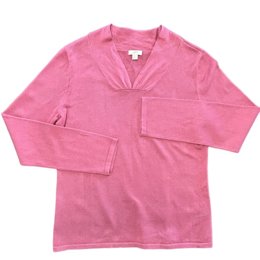 VTG J. Jill mauve pink timeless shawl collar 100% cotton sweater NWT S